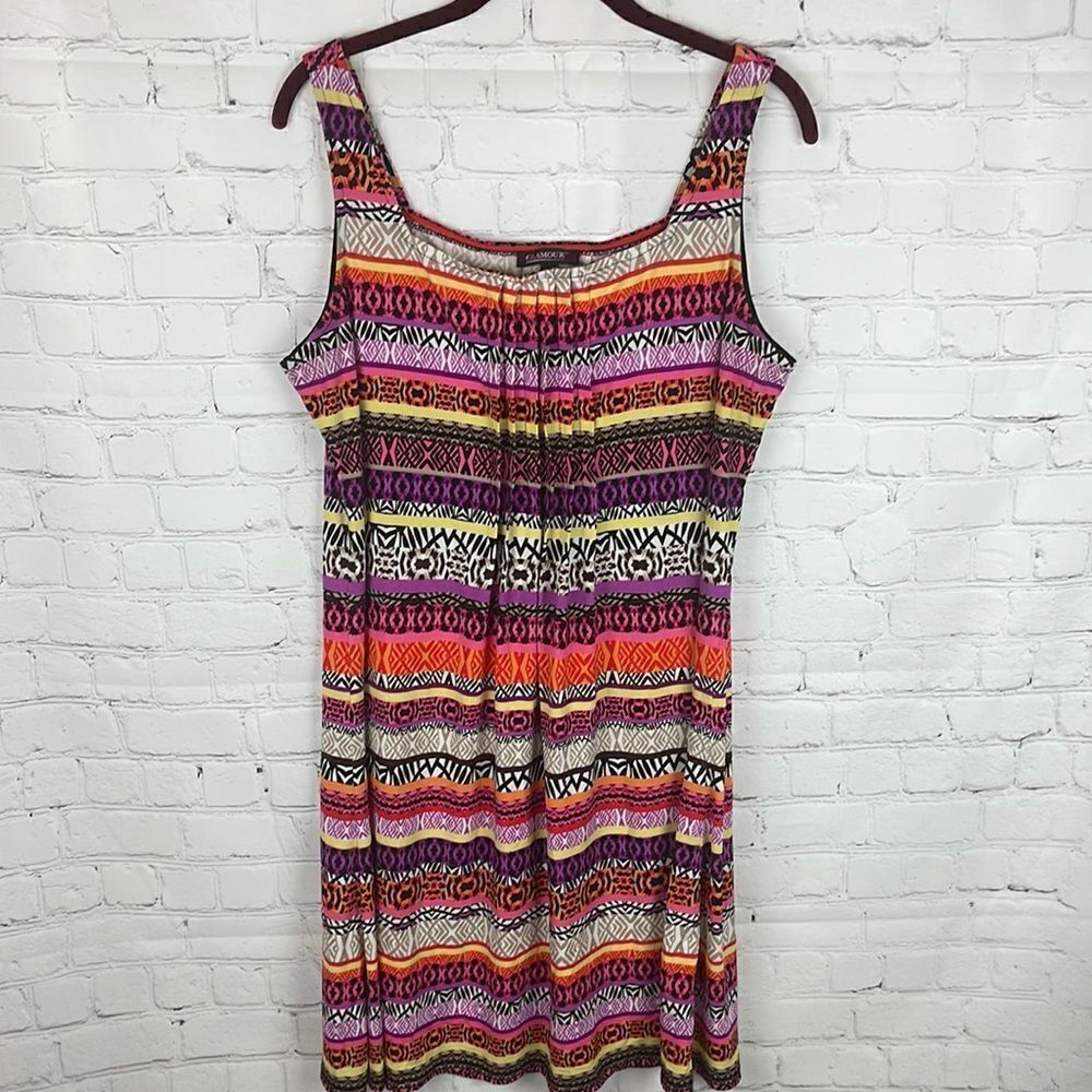 Glamour Striped Colorful Sleeveless Dress Size 14